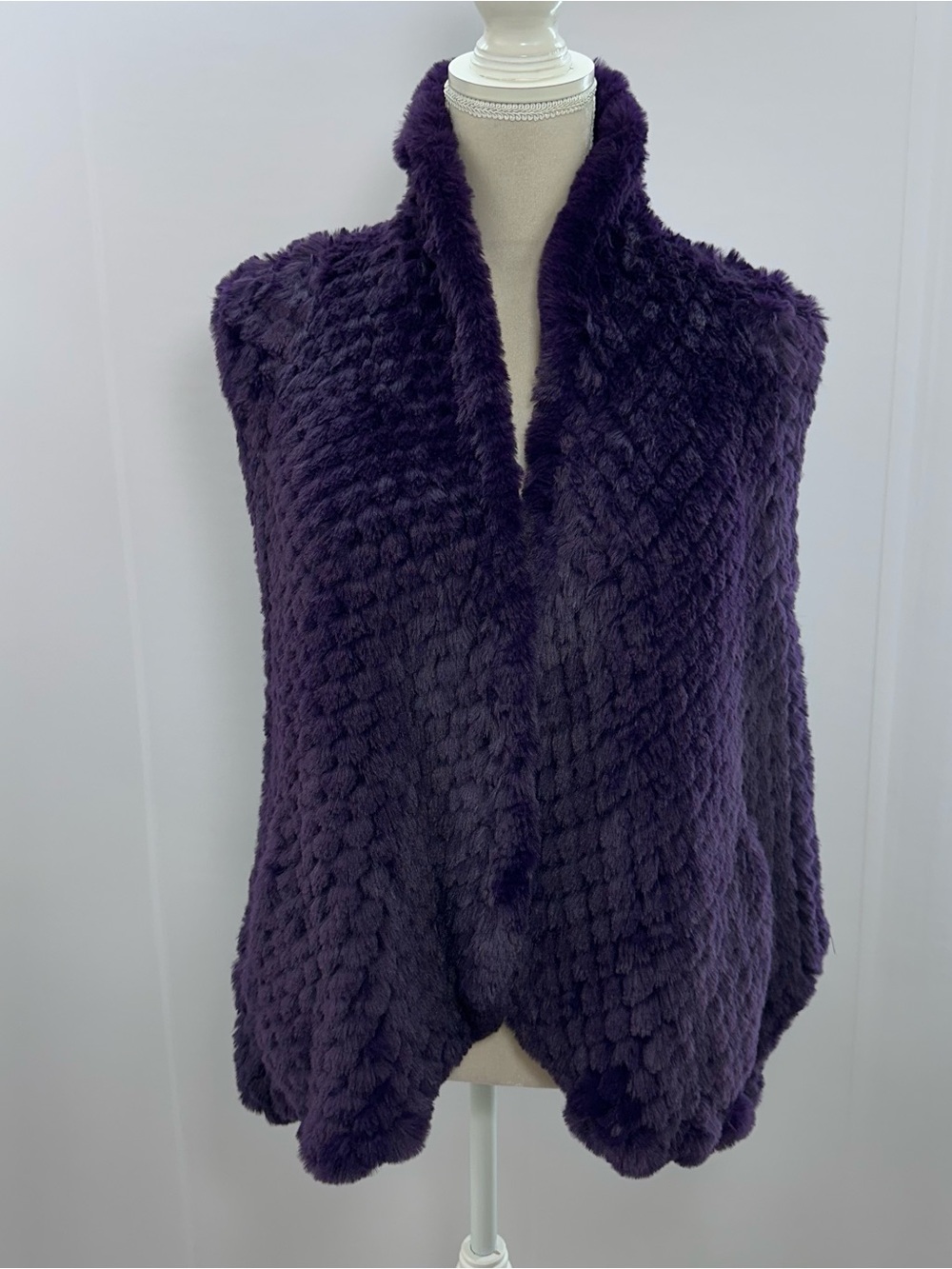 Stella + Lorenzo Plush Deep Purple Faux Fur Vest